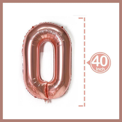 100cm Foil Number Balloon 40" Rose Gold Silver Rainbow Birthday Party Wedding Rose Gold - Aimall