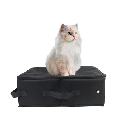 Portable Collapsible Travel Litter Box with Lid Foldable Fabric Litter Pan Bag