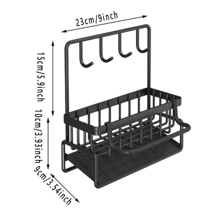 Wall Mounted Sponge Holder Non Perforated Kitchen Sink Organizer Draining Basket