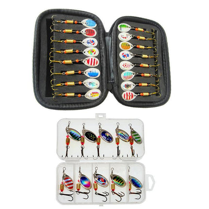 10/16PCS Fishing Lure Spinners Baits Spoon Set with Tackle Bag Trout Bass Tackle - Aimall