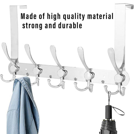5 Hooks Behind Door Silver Door Hook Coat Hook Clothes Hook Storage Organizer