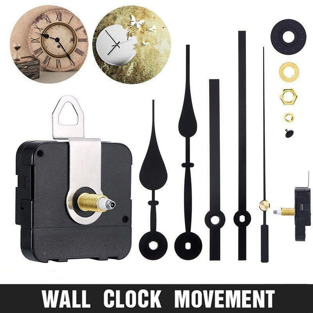 12Pcs Wall Clock Quartz Movement Motor Mechanism Long Spindle Hands Repair Kit - Aimall