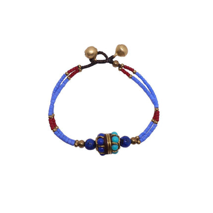 Ethnic Style Handmade Bracelet Color Stone Sky Bead Fashion Round Bead Bracelet