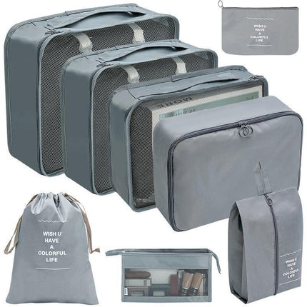 8PCS Packing Cubes Travel Pouches Luggage Organiser Clothes Suitcase Storage Bag - Aimall