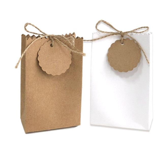 50PCS Vintage Kraft Paper Box DIY Candy Cookie Bags Wedding Favor Gift Boxes