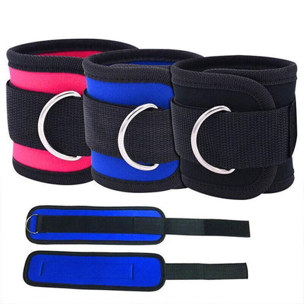2PCS Weight Lifting Ankle D-Ring Strap Pulley Cable Kickbacks Attachment Gym Leg - Aimall
