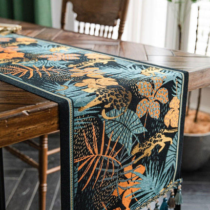 Floral Tablecloth for Coffee Table Banana Leaf Pattern Dining Table Cover Decor