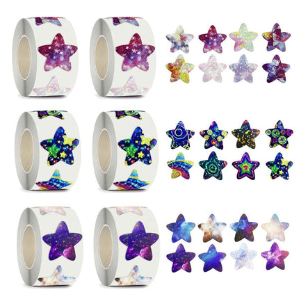 6Rolls Self-Adhesive Star Space Stickers Decorative Sticker Label Roll Bonus Set