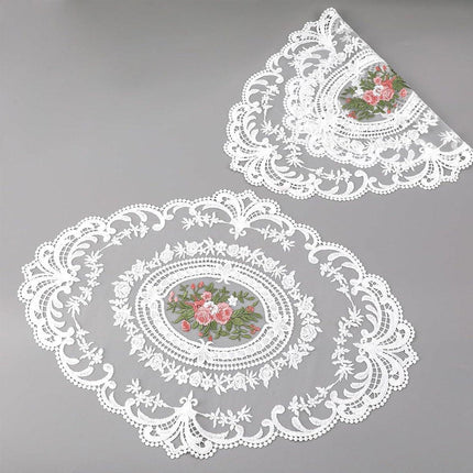 4 Pack Retro Lace Oval Placemats 31x42cm French Crochet Doilies 4 Colors Set