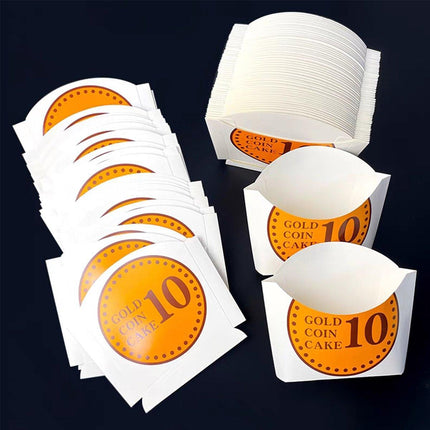 100pcs Collapsible Gold Coin Bread Packing Boxes for Bakery Gift Packaging