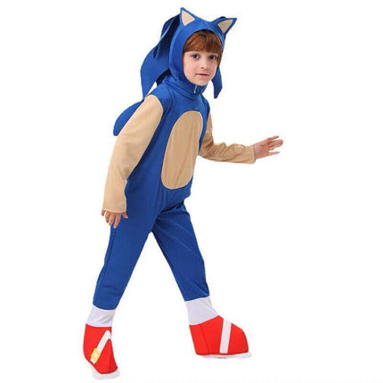 Kids Sonic The Hedgehog Jumpsuit Cosplay Costume Fancy Dress Christmas Wear Hat AU - Aimall