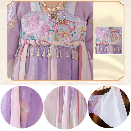 Girs Ancient Chinese Traditional Hanfu Dress Tang Ming Dynasty Costume - Aimall