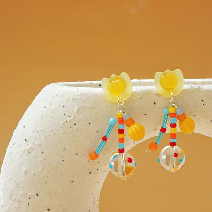 Colourful Tulip Beaded Earrings for Women Floral Fashion Jewelry Gift Accessory