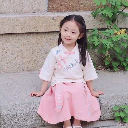 Chinese Hanfu Dress Set Girls Traditional Tang Suit Summer Outfit Cultural