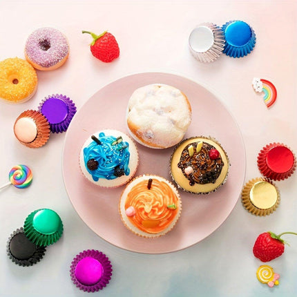 200 Pcs Colored Baking Paper Cupcake Trays Muffin Liners for Party Baking