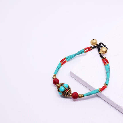 Ethnic Style Handmade Bracelet Color Stone Sky Bead Fashion Round Bead Bracelet
