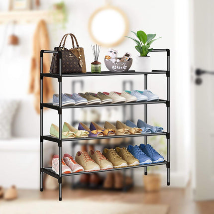 4-Tier Metal Shoe Rack Organizer Dustproof Shoe Cabinet Storage Shelf for Home