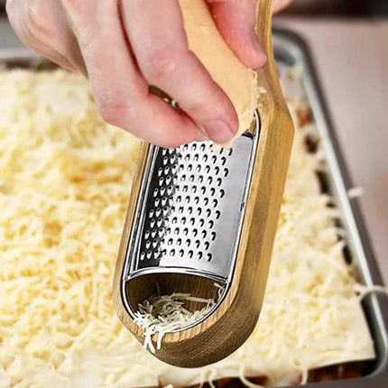 Premium Stainless Steel Cheese Grater with Acacia Wood Handle Scraper Planer