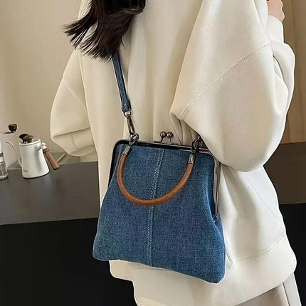 Small Handbag Women Tote Bag Cowboy Splicing Crossbody Shoulder Satchel Bag
