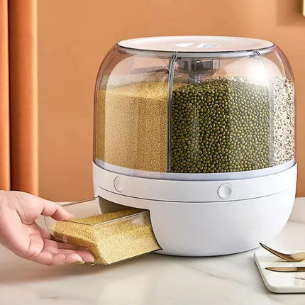 Rotating Cereal Dispenser Grain Storage Box Kitchen Food Container Rice Holder
