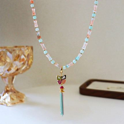 New Chinese Colorful Butterfly Necklace Women Simple Elegant Jewelry Design