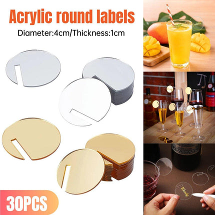 30pcs Round Drink Markers Wine Glass Decoration Label Set Party Cup Identifier