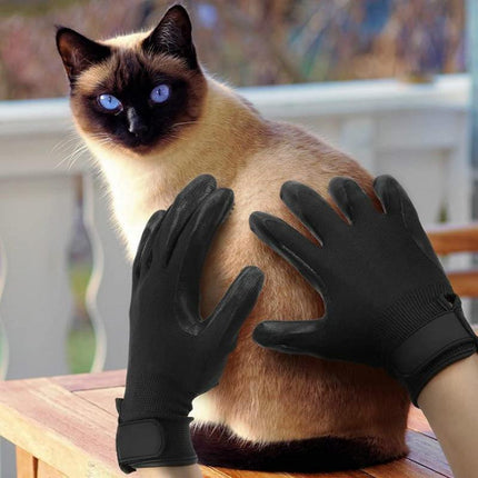 1Pair Horse Pet Dog Grooming Gloves Brush Hair Remover Shedding Massage Cleaner - Aimall