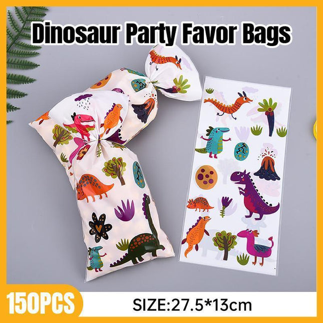 150pcs Dinosaur Candy Bags Flat Gift Pouches for Party Favors and Cute Packaging