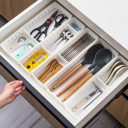 4PCS Drawer Storage Organizer Box Multi Compartment Kitchen Tableware Sorting