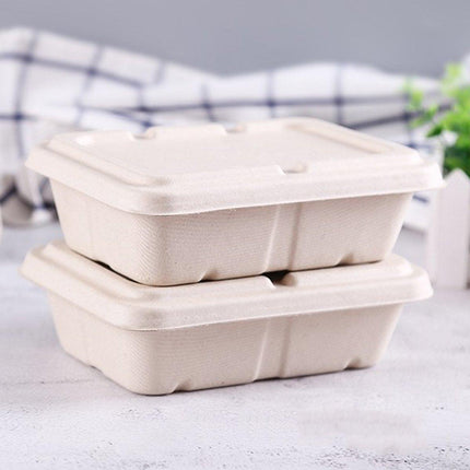 50PCS Square Disposable Lunch Box Thickened Takeout Salad Bowl Natural Colour