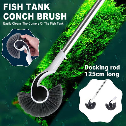 Fish Tank Cleaning Tool Long Handle Algae Removal Conch Brush Seahorse Cleaner