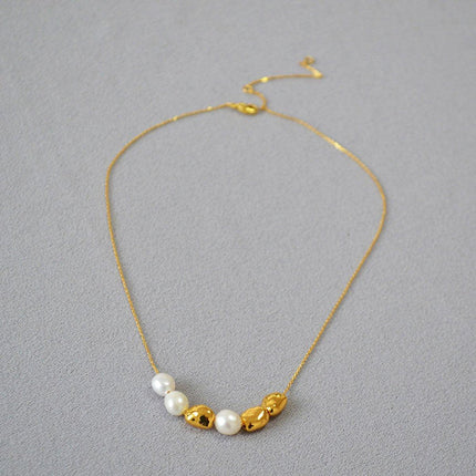 Simple Irregular Freshwater Pearl Necklace and Bracelet Set Elegant Women