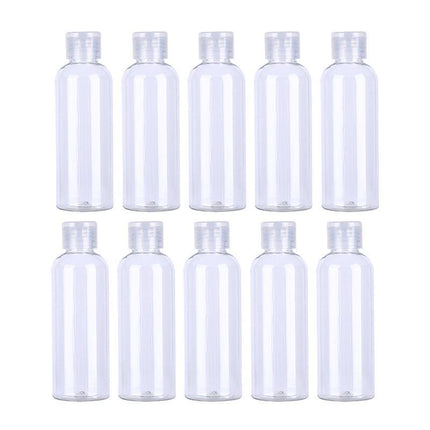 10PCS100ML Transparent Plastic Bottle Travel Shampoo Cosmetic Container Flip Cap - Aimall