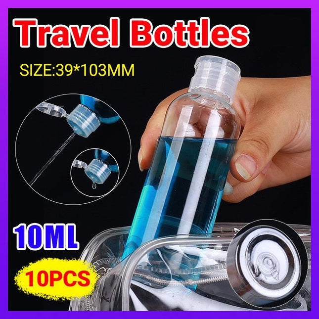 10PCS100ML Transparent Plastic Bottle Travel Shampoo Cosmetic Container Flip Cap - Aimall