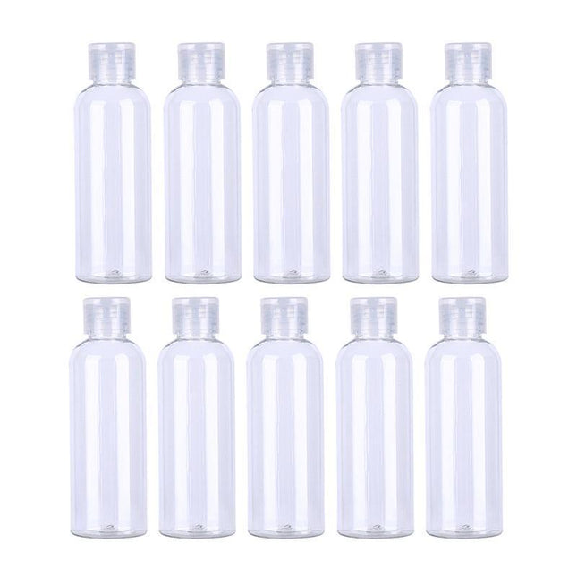 10PCS100ML Transparent Plastic Bottle Travel Shampoo Cosmetic Container Flip Cap - Aimall
