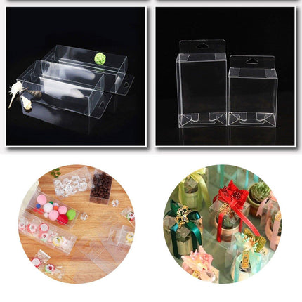 50pcs Transparent Gift Boxes with Hooks Clear Packaging Storage Containers