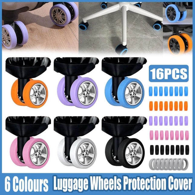 16 PCS Silicone Luggage Wheels Cover Caster Shoes Wheel Protector for Luggage - Aimall