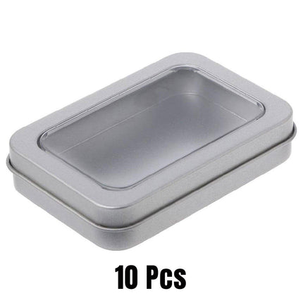 10pcs Metal Iron Box with Open Window Storage Rectangle Packaging Containers
