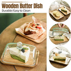 Wooden Square Cake Tray Dessert Tea Tray with Glass Cover Snack Patisserie Plate