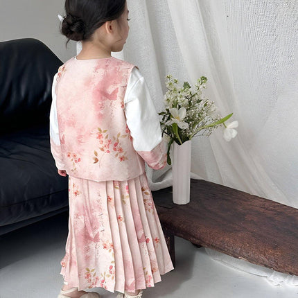 Girls Hanfu Dress Spring Traditional Chinese Outfit Colourful Skirt