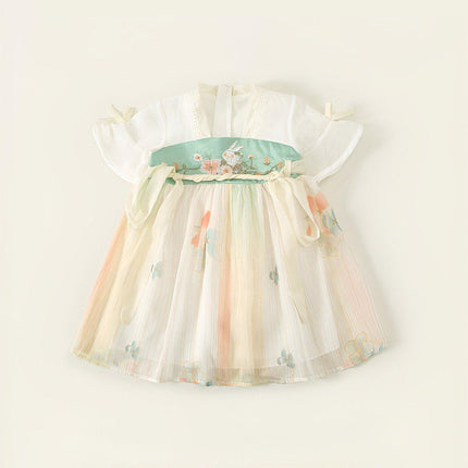 Summer Girls Dress Hanbok Chinese Style Princess Skirt Colourful Party Wear