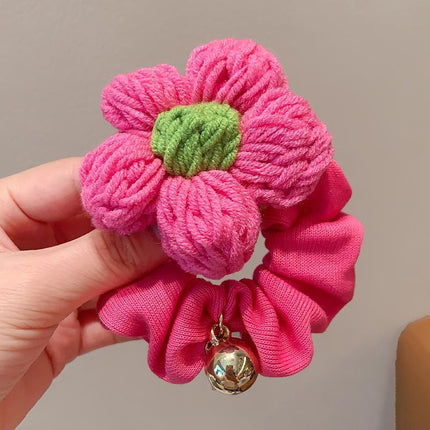 Corduroy Flower Hair Scrunchies Ponytail Holder Hair Ties Rope Hair Accesorries - Aimall