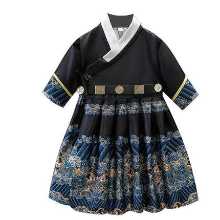 Navy Hanfu Boys Girl Traditional Chinese Dress Clothes Ancient Children's Performance - Aimall