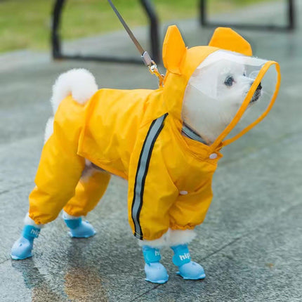 4pcs Cartoon Pet Rain Boots Waterproof Non-Slip Wear-Resistant Shoes for Dogs