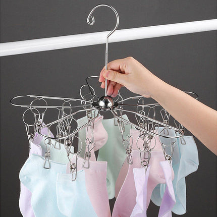 20 Clips Stainless Steel Sock Drying Rack Home Laundry Clothes Clip Hanger