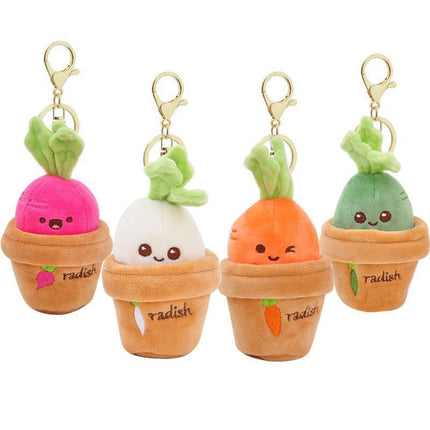 Lifelike Plants Potted Radish Stuffed Plush Toys Cartoon Plants kid keychain - Aimall