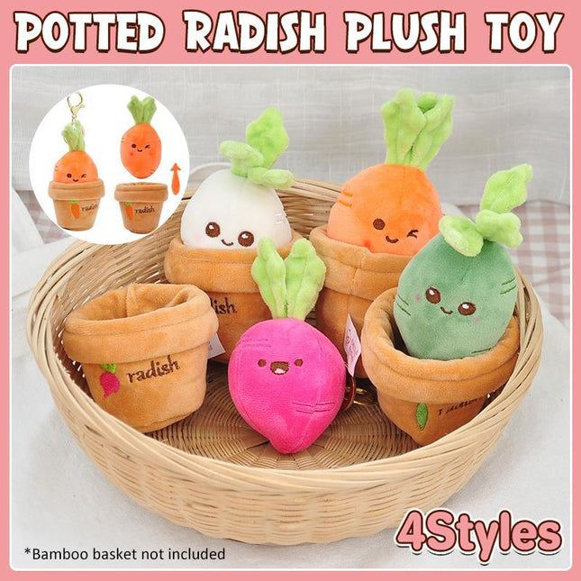 Lifelike Plants Potted Radish Stuffed Plush Toys Cartoon Plants kid keychain - Aimall