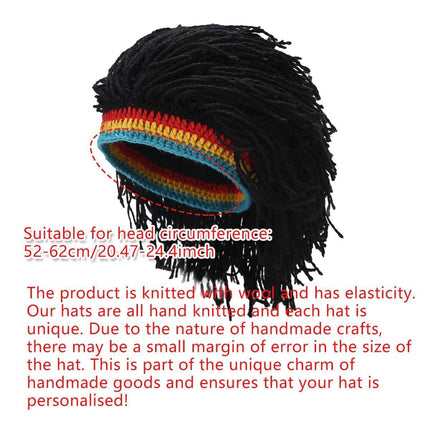 Quirky Warm Knitted Wig Hat Hip Hop Wool Cap for Men and Women with Braided