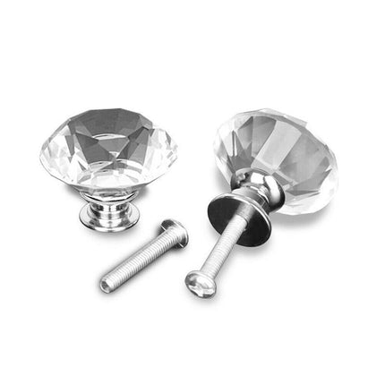 Door Knobs Handles Clear Crystal Diamond Glass Kitchen Cupboard Cabinet Pulls 40MM - Aimall