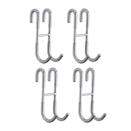 4PCS Stainless Steel S-Type Double Hooks for Kitchen Bathroom Closet Hanging